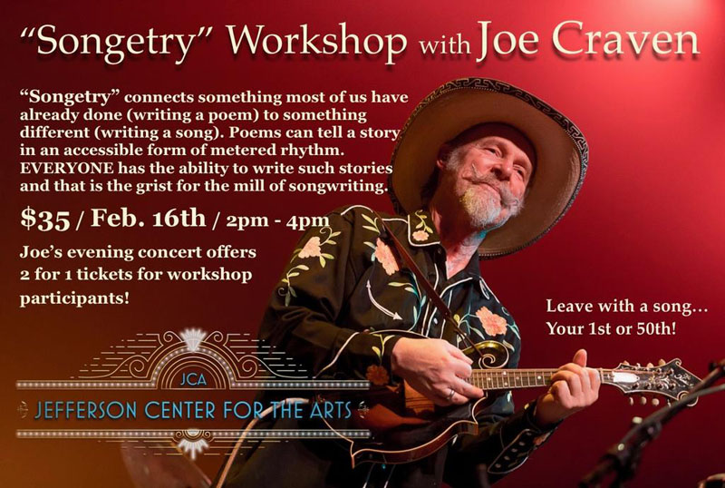 “Songetry” songwriting workshop with Joe Craven